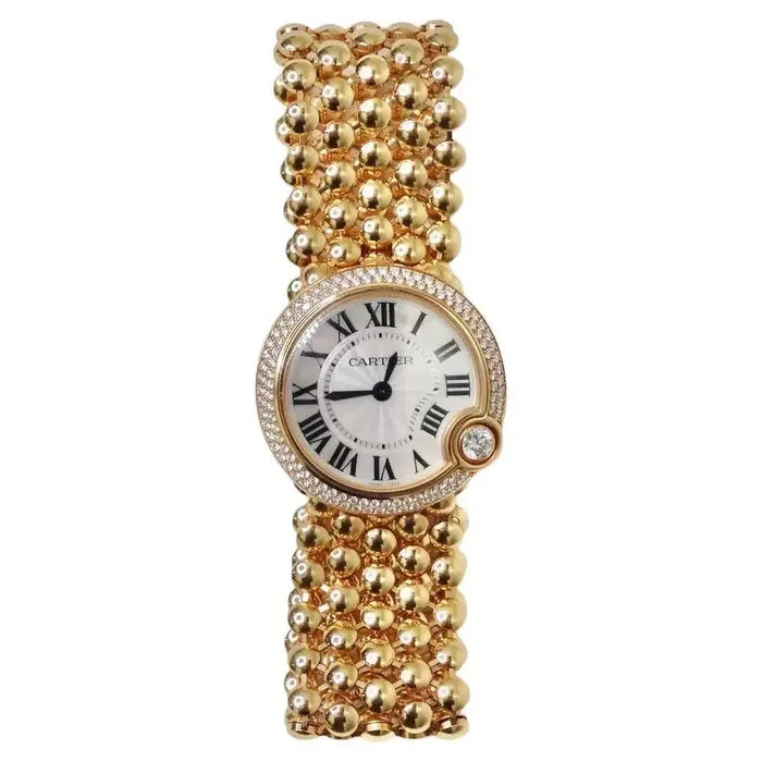 Vintage by Misty Cartier Ballon Blanc 18 Karat Gold Diamond Bezel Mother of Pearl Dial Watch Watches