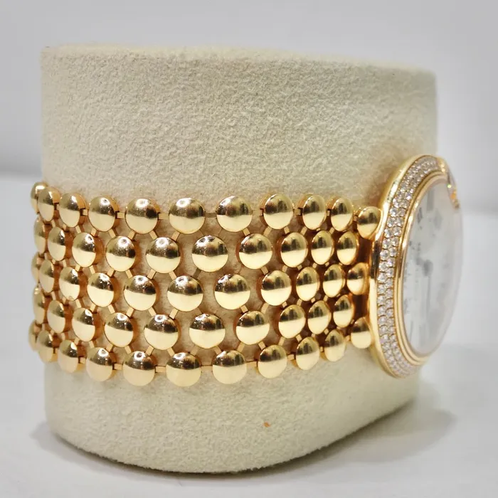 Vintage by Misty Cartier Ballon Blanc 18 Karat Gold Diamond Bezel Mother of Pearl Dial Watch Watches