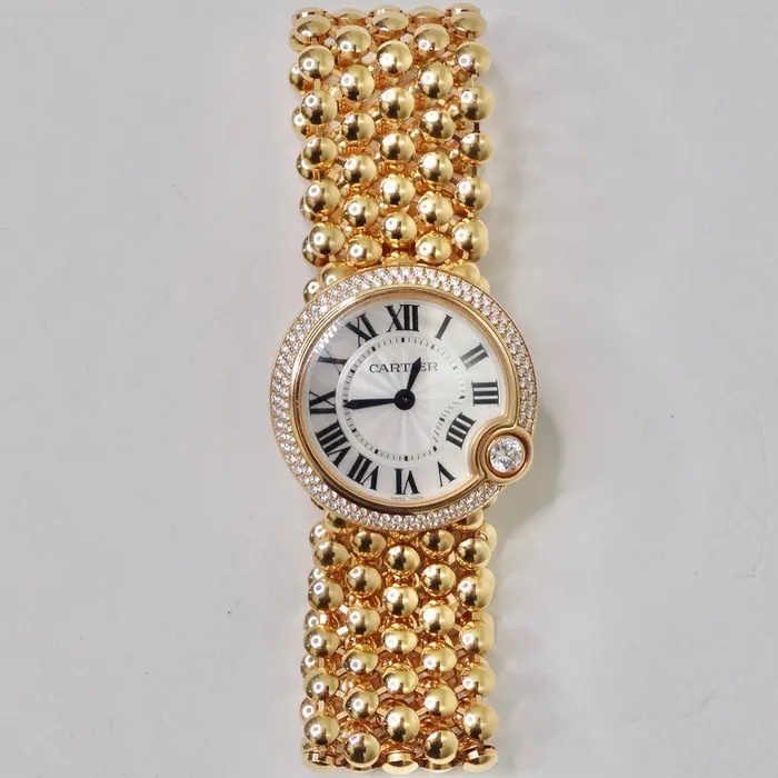 Vintage by Misty Cartier Ballon Blanc 18 Karat Gold Diamond Bezel Mother of Pearl Dial Watch Watches