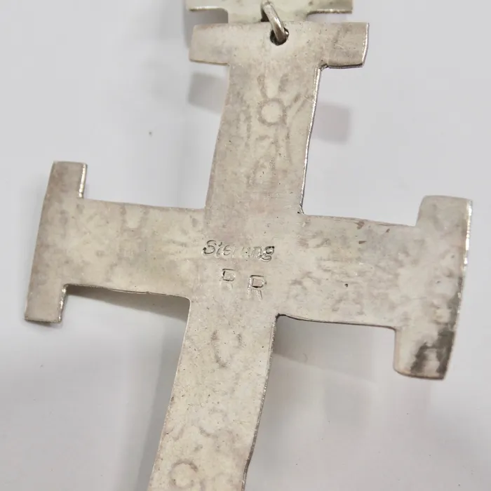 Vintage by Misty Earrings 1960 Silver Turquoise Cross Earrings