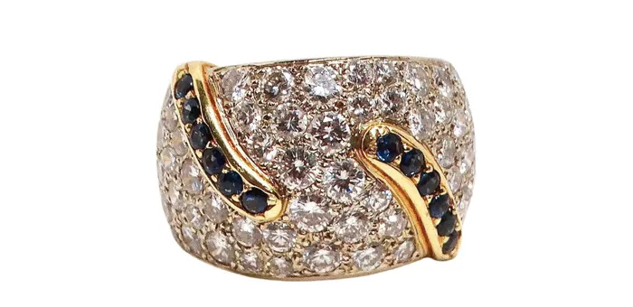 Vintage by Misty Rings 18k Yellow and White Gold Diamond and Sapphire Cocktail Ring Vintage by Misty Rings 18k Yellow and White Gold Diamond and Sapphire Cocktail Ring