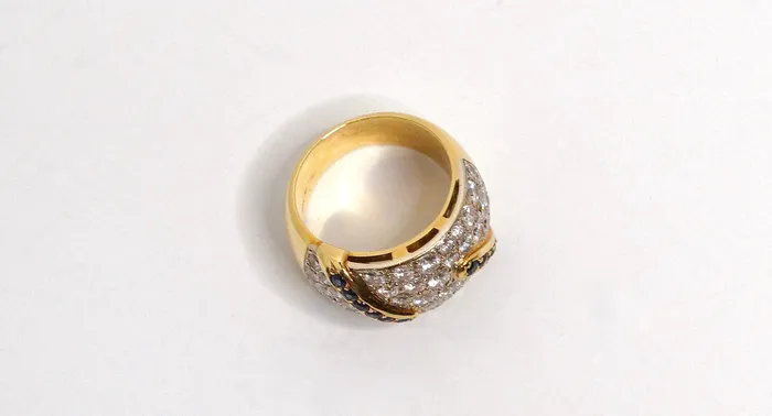 Vintage by Misty Rings 18k Yellow and White Gold Diamond and Sapphire Cocktail Ring