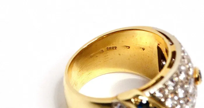 Vintage by Misty Rings 18k Yellow and White Gold Diamond and Sapphire Cocktail Ring