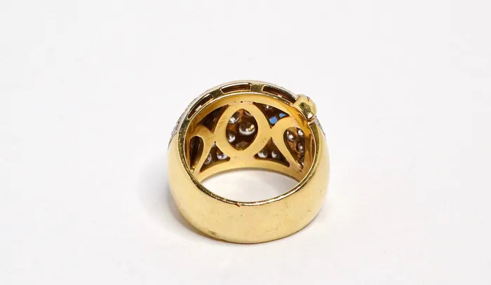 Vintage by Misty Rings 18k Yellow and White Gold Diamond and Sapphire Cocktail Ring