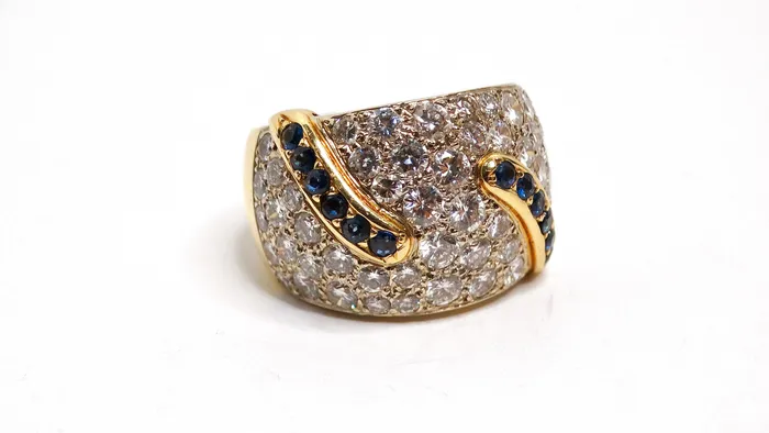 Vintage by Misty Rings 18k Yellow and White Gold Diamond and Sapphire Cocktail Ring