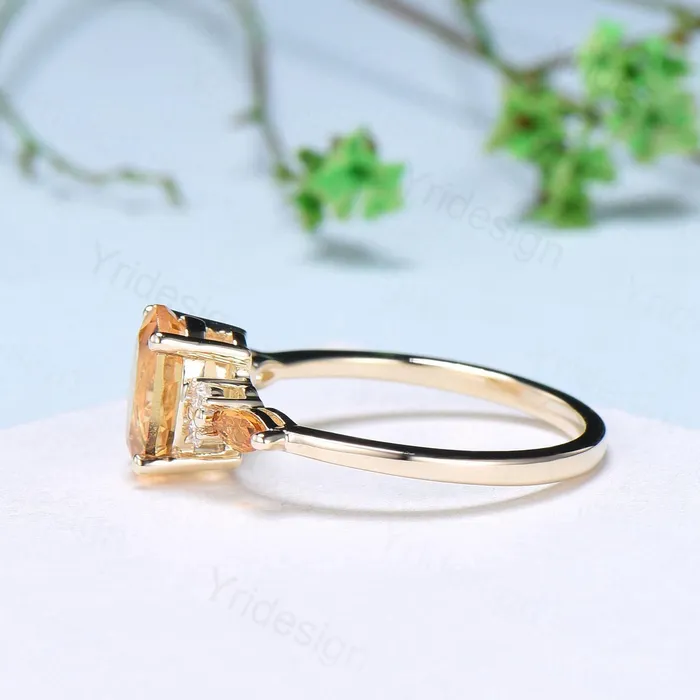 Vintage Oval Cut Citrine engagement ring 15 carat flawless Citrine ring for women 14K Yellow Gold marquise November birthstone wedding Ring PENFINE Rings Vintage Oval Cut Citrine engagement ring 15 carat flawless Citrine ring for women 14K Yellow Gold marquise November birthstone wedding Ring PENFINE Rings