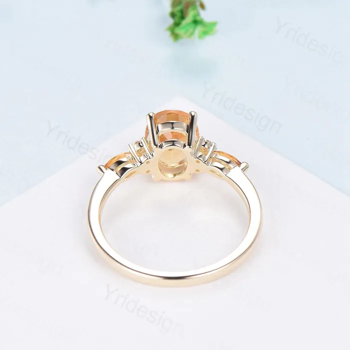 Vintage Oval Cut Citrine engagement ring 15 carat flawless Citrine ring for women 14K Yellow Gold marquise November birthstone wedding Ring PENFINE Rings Vintage Oval Cut Citrine engagement ring 15 carat flawless Citrine ring for women 14K Yellow Gold marquise November birthstone wedding Ring PENFINE Rings
