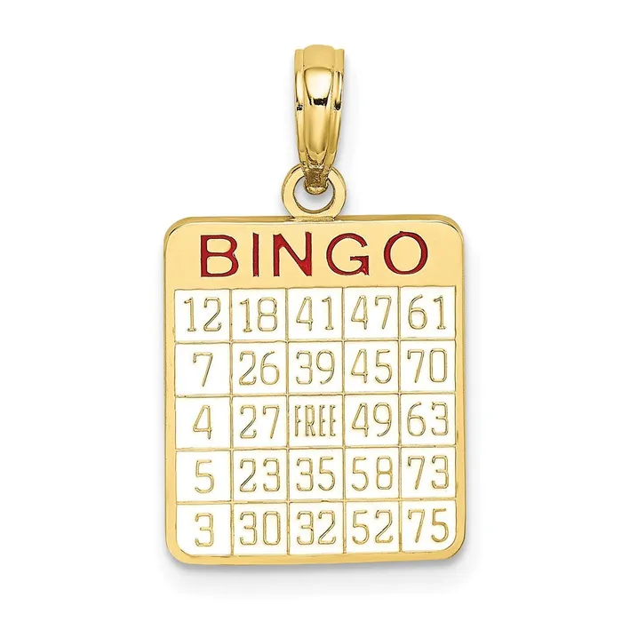 WB Choice Jewelry 10K w Enamel Bingo Card CharmWBC10K7058 Charm Necklaces WB Choice Jewelry 10K w Enamel Bingo Card CharmWBC10K7058 Charm Necklaces