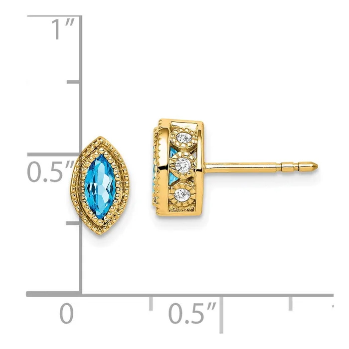 WB Choice Jewelry 14k Marquise Blue Topaz and Diamond EarringsWBCEM7095BT014YA Earrings WB Choice Jewelry 14k Marquise Blue Topaz and Diamond EarringsWBCEM7095BT014YA Earrings