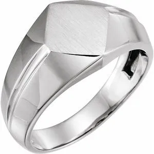WB Choice Jewelry 14K White 12x11 mm Rectangle Signet Ring514261000PSTWBC Rings WB Choice Jewelry 14K White 12x11 mm Rectangle Signet Ring514261000PSTWBC Rings