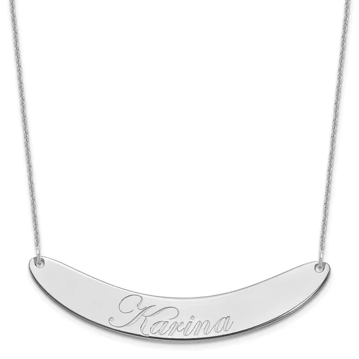 WB Choice Jewelry 14K White Gold Large Polished Curved Edwardian Script Bar necklaceWBCXNA1228W Necklaces WB Choice Jewelry 14K White Gold Large Polished Curved Edwardian Script Bar necklaceWBCXNA1228W Necklaces