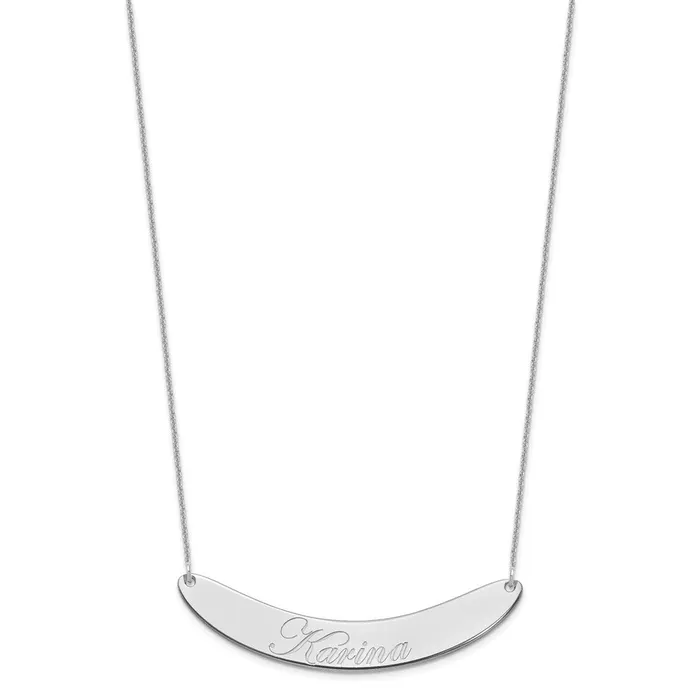 WB Choice Jewelry 14K White Gold Large Polished Curved Edwardian Script Bar necklaceWBCXNA1228W Necklaces WB Choice Jewelry 14K White Gold Large Polished Curved Edwardian Script Bar necklaceWBCXNA1228W Necklaces
