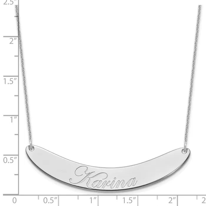 WB Choice Jewelry 14K White Gold Large Polished Curved Edwardian Script Bar necklaceWBCXNA1228W Necklaces WB Choice Jewelry 14K White Gold Large Polished Curved Edwardian Script Bar necklaceWBCXNA1228W Necklaces