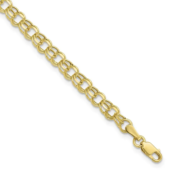WB Choice Jewelry Bracelets 10k 8in 45mm Hollow Diamondcut Double Link Charm BraceletWBC10DOH218 WB Choice Jewelry Bracelets 10k 8in 45mm Hollow Diamondcut Double Link Charm BraceletWBC10DOH218