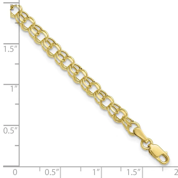 WB Choice Jewelry Bracelets 10k 8in 45mm Hollow Diamondcut Double Link Charm BraceletWBC10DOH218 WB Choice Jewelry Bracelets 10k 8in 45mm Hollow Diamondcut Double Link Charm BraceletWBC10DOH218