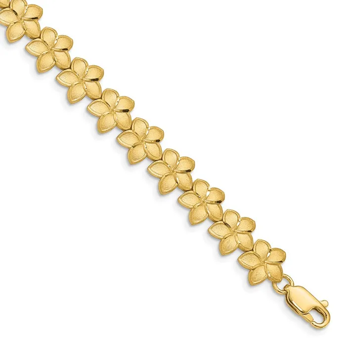 WB Choice Jewelry Bracelets 14K Brushed DC Plumeria BraceletWBCFB1527725