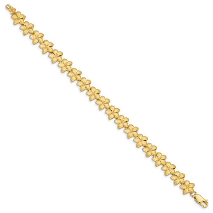 WB Choice Jewelry Bracelets 14K Brushed DC Plumeria BraceletWBCFB1527725 WB Choice Jewelry Bracelets 14K Brushed DC Plumeria BraceletWBCFB1527725