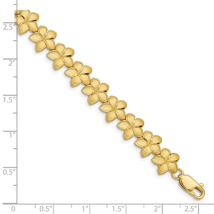 WB Choice Jewelry Bracelets 14K Brushed DC Plumeria BraceletWBCFB1527725 WB Choice Jewelry Bracelets 14K Brushed DC Plumeria BraceletWBCFB1527725