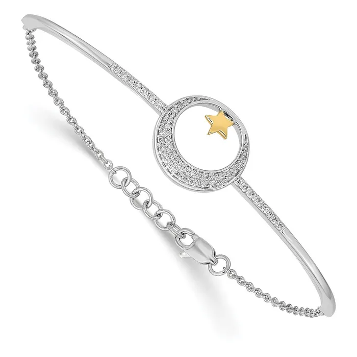 WB Choice Jewelry Bracelets 14k Twotone Polish Moon wStar Diamond 7in w5in ext BraceletWBCBM6844020WYA WB Choice Jewelry Bracelets 14k Twotone Polish Moon wStar Diamond 7in w5in ext BraceletWBCBM6844020WYA