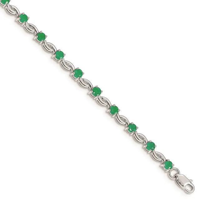 WB Choice Jewelry Bracelets 14k White Gold Emerald Gemstone BraceletWBCBM4480EMW WB Choice Jewelry Bracelets 14k White Gold Emerald Gemstone BraceletWBCBM4480EMW