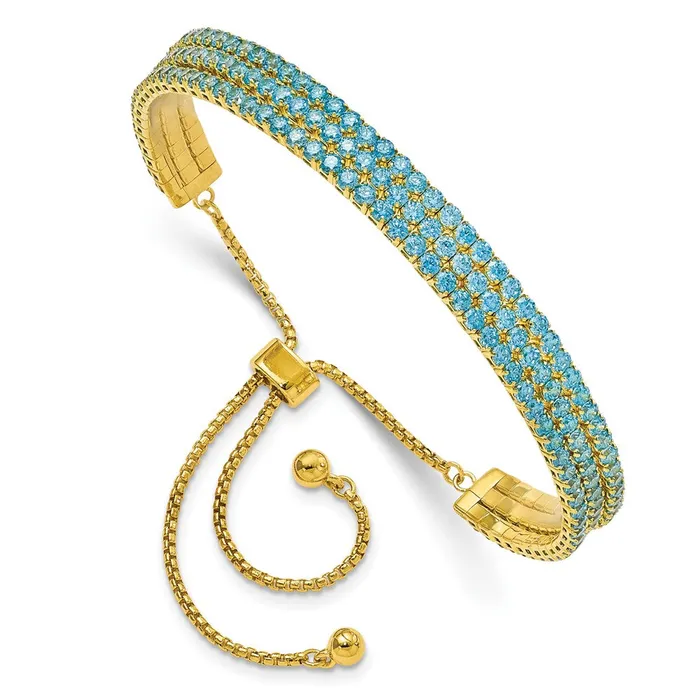 WB Choice Jewelry Bracelets SS Rhod Plated December Bright Blue Triple CZ Adjustable BraceletWBCQG5697DEC WB Choice Jewelry Bracelets SS Rhod Plated December Bright Blue Triple CZ Adjustable BraceletWBCQG5697DEC