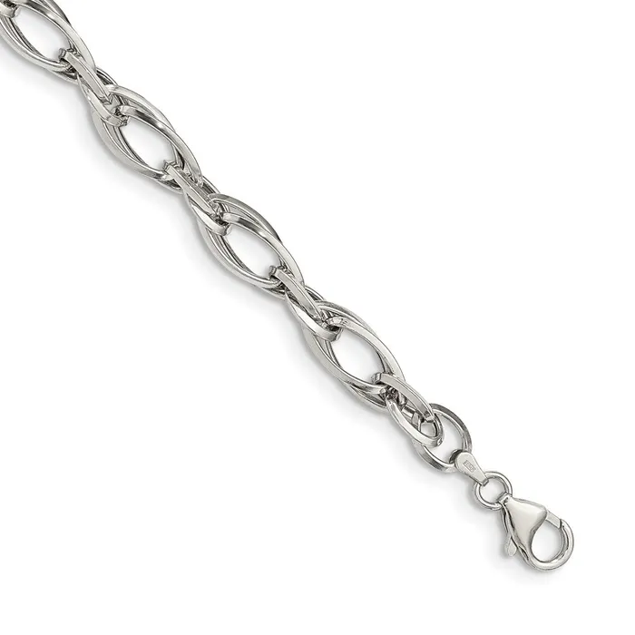 WB Choice Jewelry Bracelets Sterling Silver Polished Fancy Link BraceletWBCQG507075 WB Choice Jewelry Bracelets Sterling Silver Polished Fancy Link BraceletWBCQG507075