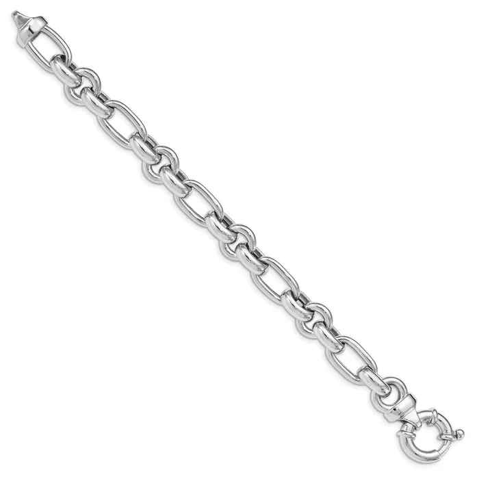 WB Choice Jewelry Bracelets Sterling Silver Rhodium Plated Polished Link BraceletWBCQG4816775 WB Choice Jewelry Bracelets Sterling Silver Rhodium Plated Polished Link BraceletWBCQG4816775