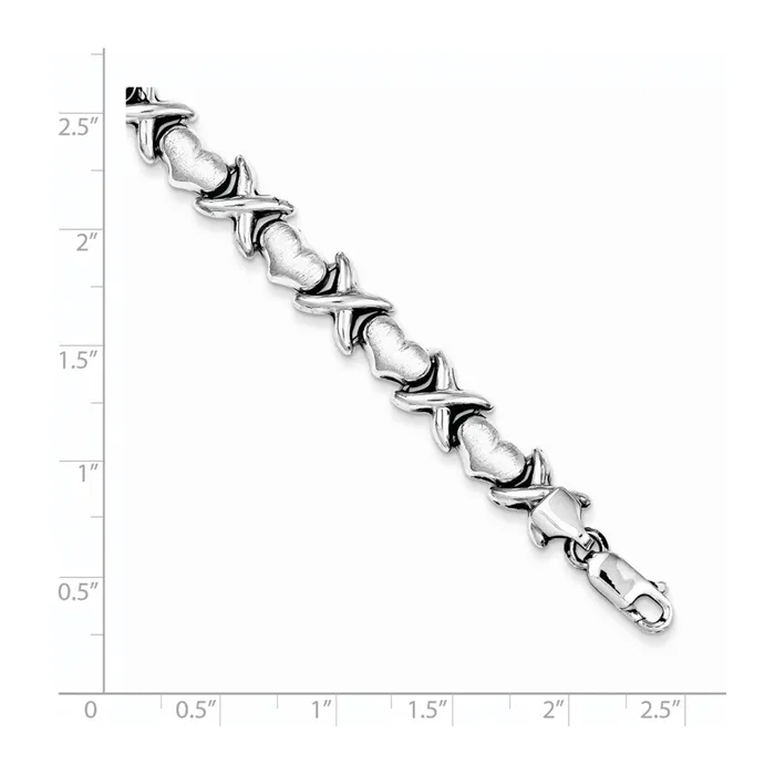 WB Choice Jewelry Bracelets Sterling Silver Rhodium Polished and Brushed Xs and Hearts BraceletWBCQG3249725 WB Choice Jewelry Bracelets Sterling Silver Rhodium Polished and Brushed Xs and Hearts BraceletWBCQG3249725