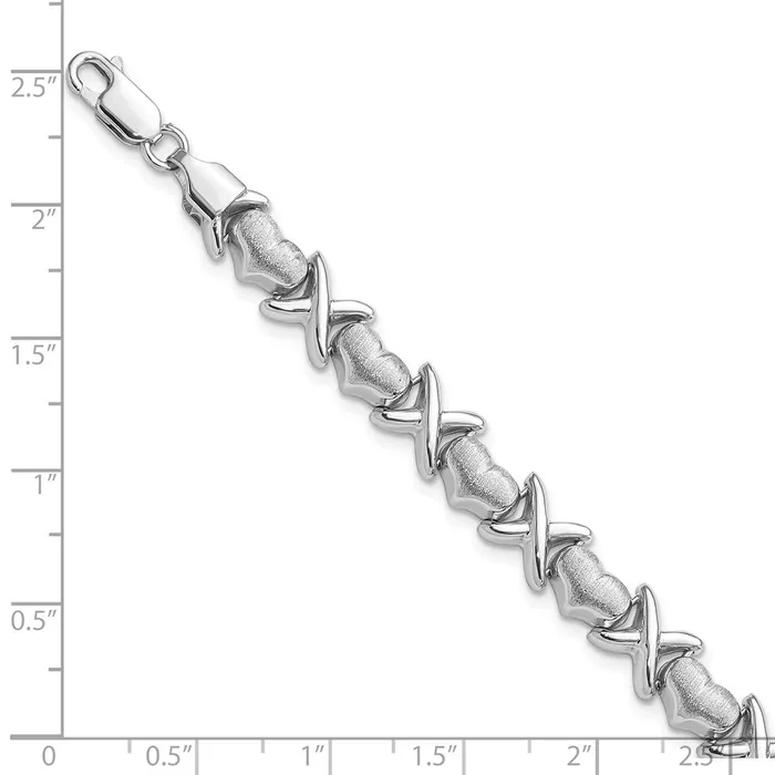 WB Choice Jewelry Bracelets Sterling Silver Rhodium Polished and Brushed Xs and Hearts BraceletWBCQG3249725 WB Choice Jewelry Bracelets Sterling Silver Rhodium Polished and Brushed Xs and Hearts BraceletWBCQG3249725