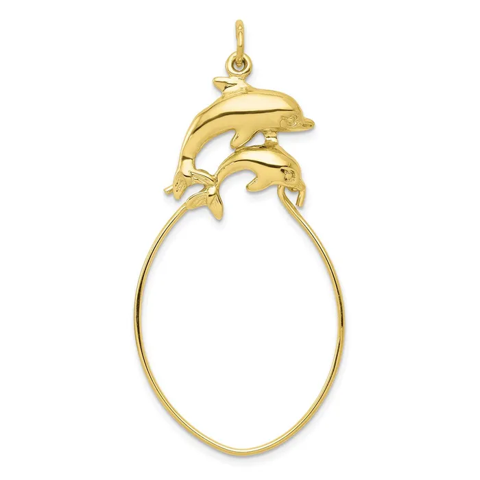 WB Choice Jewelry Charm Necklaces 10k Double Dolphin Charm HolderWBC10C681 WB Choice Jewelry Charm Necklaces 10k Double Dolphin Charm HolderWBC10C681