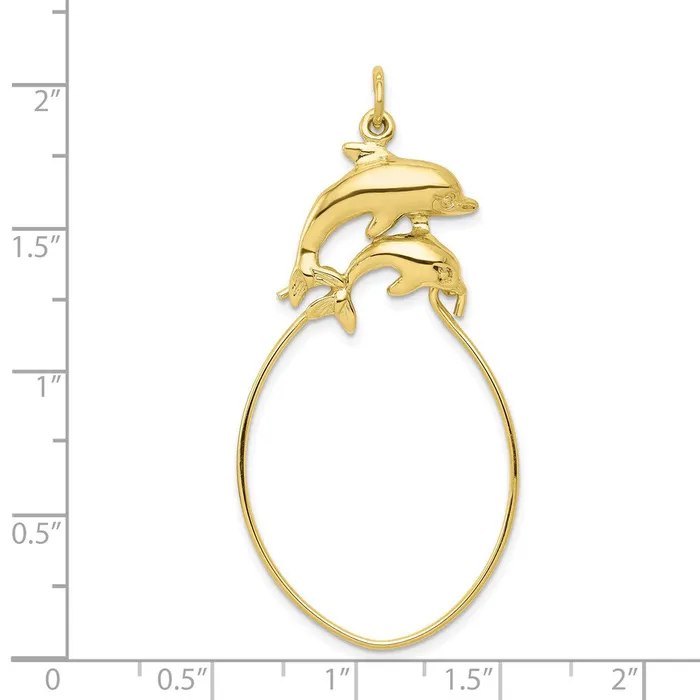 WB Choice Jewelry Charm Necklaces 10k Double Dolphin Charm HolderWBC10C681 WB Choice Jewelry Charm Necklaces 10k Double Dolphin Charm HolderWBC10C681