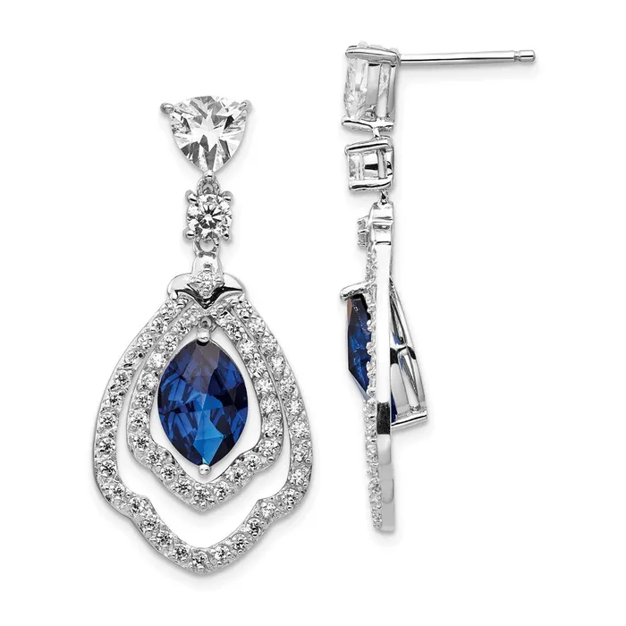 WB Choice Jewelry Cheryl M SS RhodPlated Lab cr Dark Blue Spinel CZ Post Dangle EarringsWBCQCM502 Earrings WB Choice Jewelry Cheryl M SS RhodPlated Lab cr Dark Blue Spinel CZ Post Dangle EarringsWBCQCM502 Earrings