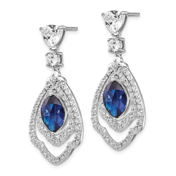 WB Choice Jewelry Cheryl M SS RhodPlated Lab cr Dark Blue Spinel CZ Post Dangle EarringsWBCQCM502 Earrings WB Choice Jewelry Cheryl M SS RhodPlated Lab cr Dark Blue Spinel CZ Post Dangle EarringsWBCQCM502 Earrings