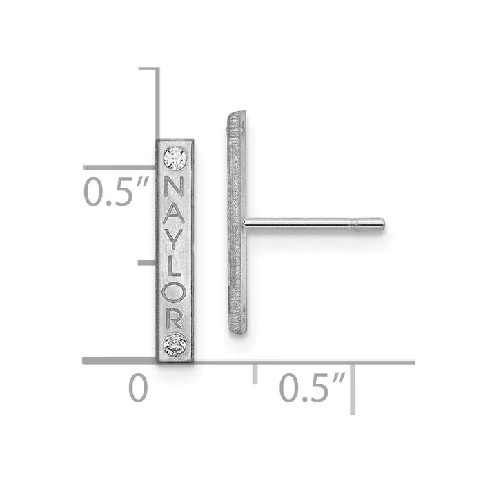 WB Choice Jewelry Earrings 10K White Gold Brushed Personalized Bar with Diamond EarringsWBC10XNE136W WB Choice Jewelry Earrings 10K White Gold Brushed Personalized Bar with Diamond EarringsWBC10XNE136W