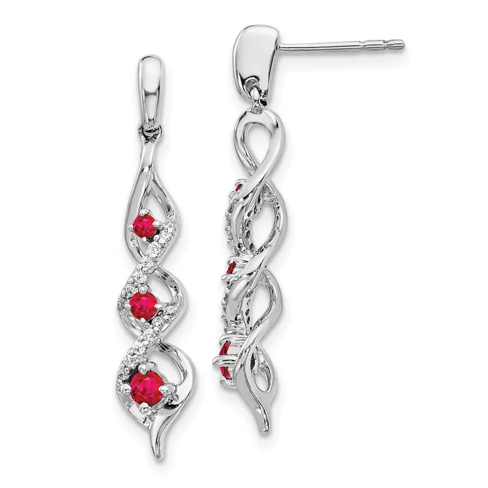 WB Choice Jewelry Earrings 10k White Gold Diamond and Ruby Post Dangle EarringsWBCEM5599RU0131WA WB Choice Jewelry Earrings 10k White Gold Diamond and Ruby Post Dangle EarringsWBCEM5599RU0131WA