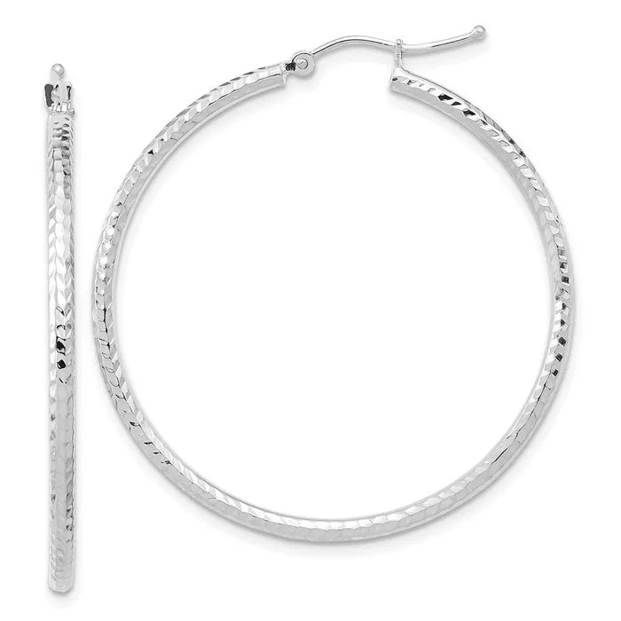 WB Choice Jewelry Earrings 10k White Gold Diamondcut 2mm Round Tube Hoop EarringsWBC10TC396W WB Choice Jewelry Earrings 10k White Gold Diamondcut 2mm Round Tube Hoop EarringsWBC10TC396W