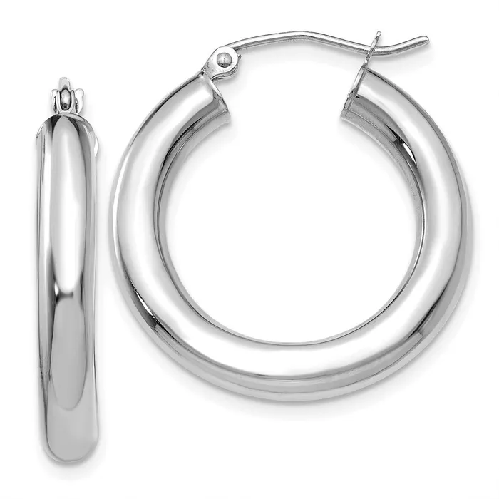 WB Choice Jewelry Earrings 10K White Gold Polished 4mm Tube Hoop EarringsWBC10T861 WB Choice Jewelry Earrings 10K White Gold Polished 4mm Tube Hoop EarringsWBC10T861