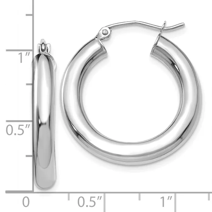 WB Choice Jewelry Earrings 10K White Gold Polished 4mm Tube Hoop EarringsWBC10T861 WB Choice Jewelry Earrings 10K White Gold Polished 4mm Tube Hoop EarringsWBC10T861