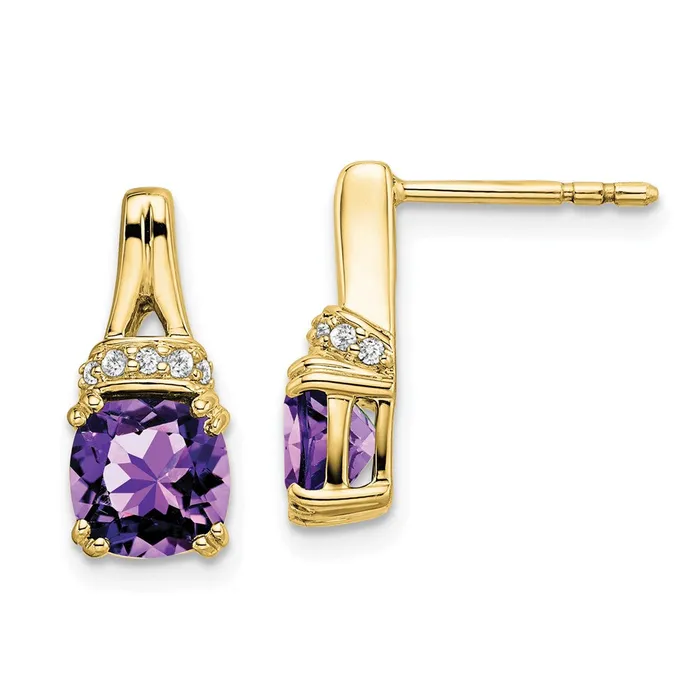 WB Choice Jewelry Earrings 10k Yellow Gold Amethyst and Diamond EarringsWBCEM7074AM0071YA WB Choice Jewelry Earrings 10k Yellow Gold Amethyst and Diamond EarringsWBCEM7074AM0071YA