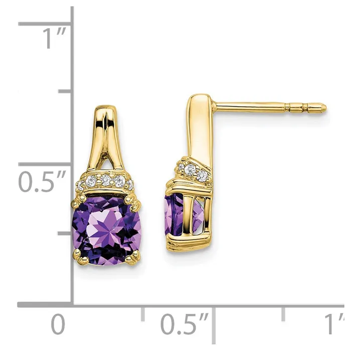 WB Choice Jewelry Earrings 10k Yellow Gold Amethyst and Diamond EarringsWBCEM7074AM0071YA WB Choice Jewelry Earrings 10k Yellow Gold Amethyst and Diamond EarringsWBCEM7074AM0071YA