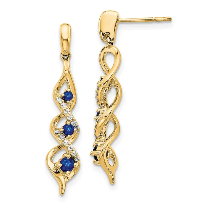 WB Choice Jewelry Earrings 14k Diamond and Blue Sapphire Post Dangle EarringsWBCEM5599SA013YA WB Choice Jewelry Earrings 14k Diamond and Blue Sapphire Post Dangle EarringsWBCEM5599SA013YA