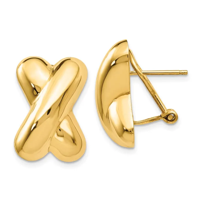 WB Choice Jewelry Earrings 14k Polished X Omega Back Post EarringsWBCE157 WB Choice Jewelry Earrings 14k Polished X Omega Back Post EarringsWBCE157