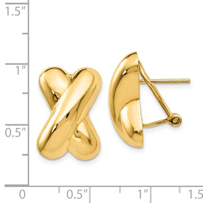 WB Choice Jewelry Earrings 14k Polished X Omega Back Post EarringsWBCE157 WB Choice Jewelry Earrings 14k Polished X Omega Back Post EarringsWBCE157
