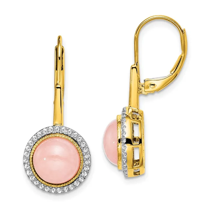 WB Choice Jewelry Earrings 14k Rose Quartz and Diamond Leverback EarringsWBCEM7137OP025YA