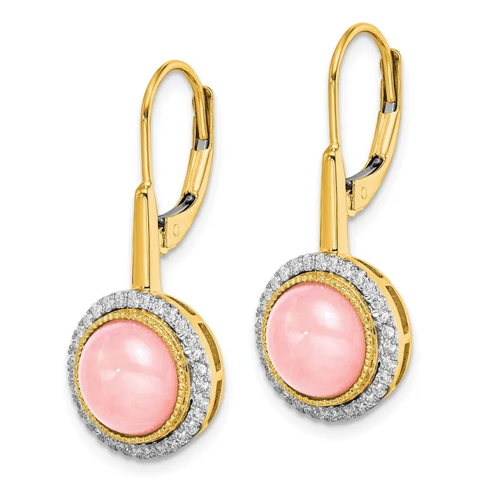 WB Choice Jewelry Earrings 14k Rose Quartz and Diamond Leverback EarringsWBCEM7137OP025YA WB Choice Jewelry Earrings 14k Rose Quartz and Diamond Leverback EarringsWBCEM7137OP025YA