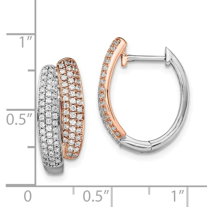 WB Choice Jewelry Earrings 14k Twotone White Rose Pave Diamond Hinged Hoop EarringsWBCEM8461075WRA WB Choice Jewelry Earrings 14k Twotone White Rose Pave Diamond Hinged Hoop EarringsWBCEM8461075WRA