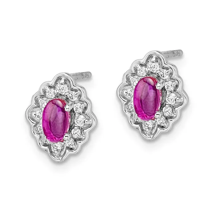 WB Choice Jewelry Earrings 14k White Gold Diamond and Cabochon Ruby EarringsWBCEM4033RU020WA WB Choice Jewelry Earrings 14k White Gold Diamond and Cabochon Ruby EarringsWBCEM4033RU020WA