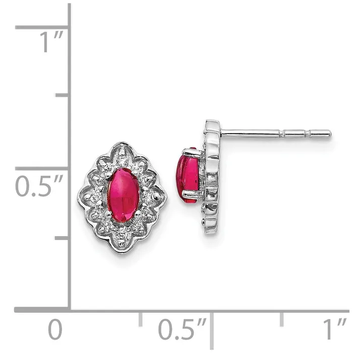 WB Choice Jewelry Earrings 14k White Gold Diamond and Cabochon Ruby EarringsWBCEM4033RU020WA WB Choice Jewelry Earrings 14k White Gold Diamond and Cabochon Ruby EarringsWBCEM4033RU020WA