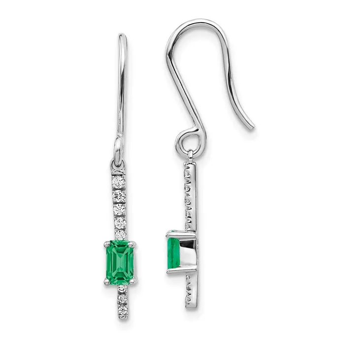 WB Choice Jewelry Earrings 14k White Gold Diamond and Emerald Fancy EarringsWBCEM3875EM014WA WB Choice Jewelry Earrings 14k White Gold Diamond and Emerald Fancy EarringsWBCEM3875EM014WA