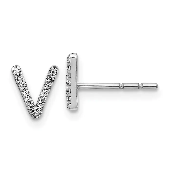WB Choice Jewelry Earrings 14k White Gold Diamond Initial V EarringsWBCEM4169V007WA WB Choice Jewelry Earrings 14k White Gold Diamond Initial V EarringsWBCEM4169V007WA